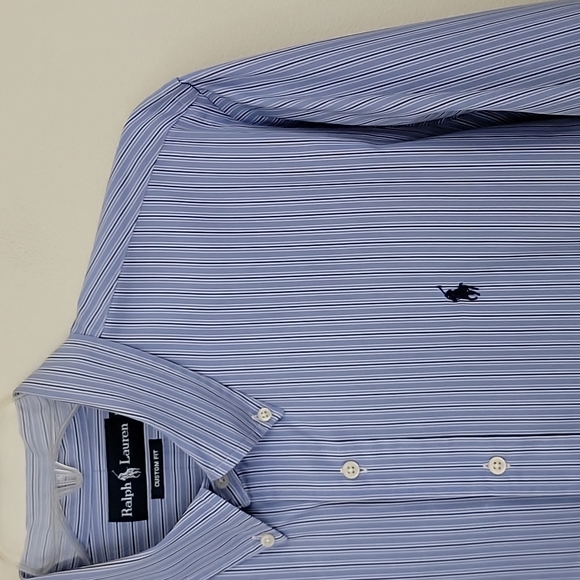Ralph Lauren Blue Multicolored Pin Striped Dress Shirt XL - Picture 3 of 11